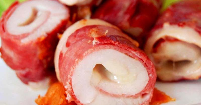 Pollo asado con jamón y vegetales