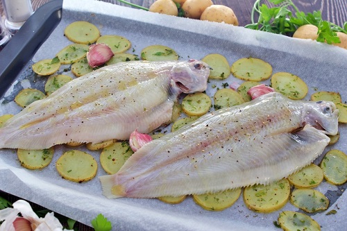 Lenguado al horno con patatas