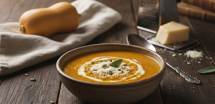 Crema de calabaza con parmesano