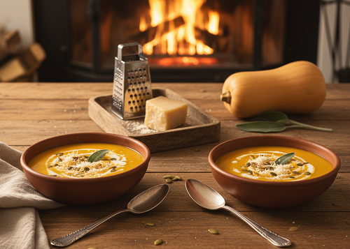 Crema de calabaza con parmesano Crema de calabaza con parmesano