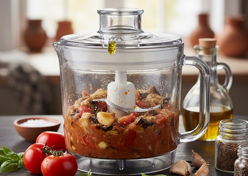 Puré de berenjena y tomate