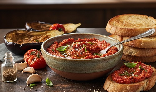Puré de berenjena y tomate