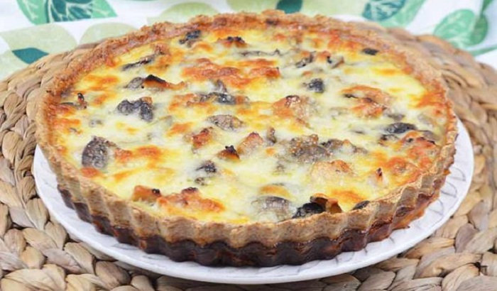 Quiche de pollo y champiñones