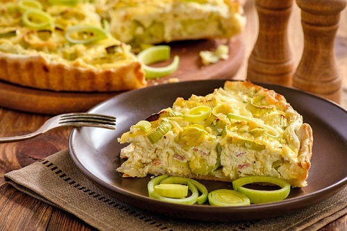 Quiche de puerros y bacon